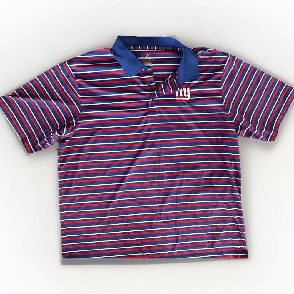 New York Giants Majestic Cool Base Striped Polo Shirt Size 2XL